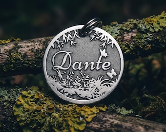 Personalisierte Hundemarke, individuell gravierte Haustier-ID-Marke, tief lasergravierte Hunde-Namensmarke aus Metall, Messing/Edelstahl