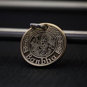 Médaille d&#39;identité celtique pour chien, médaille gravée personnalisée pour collier d&#39;animal de compagnie, médaille d&#39;identité nordique en acier inoxydable, médaille d&#39;identité pour chat, médaille pour chien Geri et Freki, design M.Barran