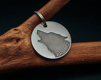 BRUNO Custom Profile Stainless Steel Pet ID Tag, Custom name Pet id tag.