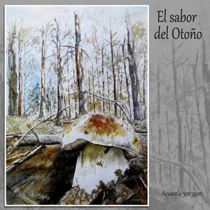 El sabor del otoño. Acuarela original de 50x35cm. Botánica.