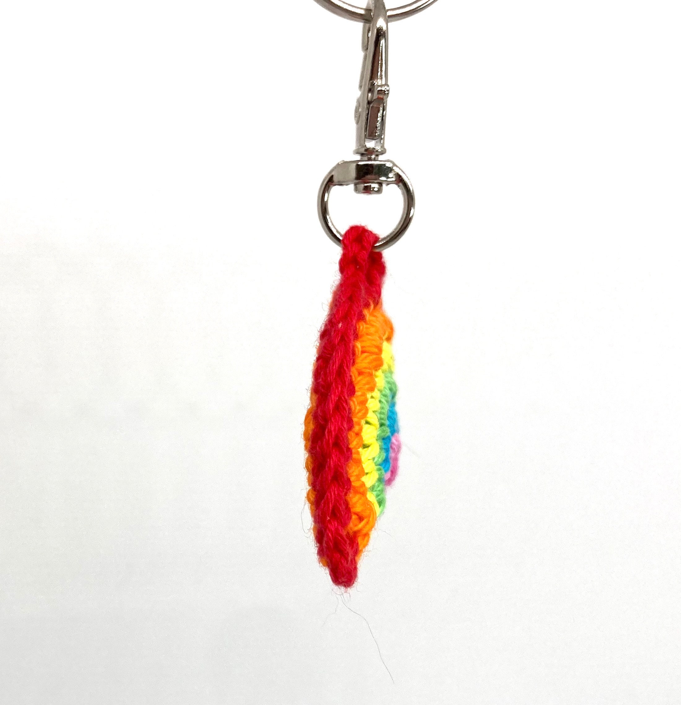 Handmade Crochet Rainbow Keyring 100 Cotton Amigurumi Etsy