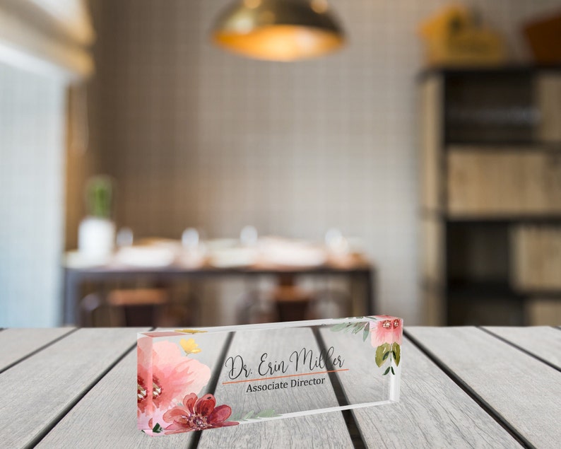 Personalized Office Name Plate for Desk, Christmas Flower Design on ...