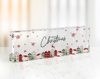 Gepersonaliseerde naambordje kersttafel: acrylbord sneeuwvlok