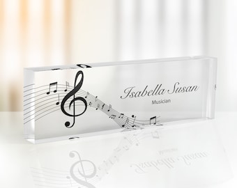 Gepersonaliseerde muziekleraar acryl naambordje