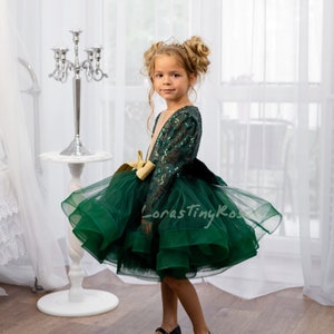 Christmas Girls Party Dress, Dress For Toddler Green, Gift Dress For Baby, Emerald Green Toddler Dress, Sparkly Dress, Princess Tulle Dress