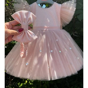 Babykleid 1.Geburtstag rosa rosa Kleid Baby Mädchen rosa Kleid 1. Geburtstag Kleid rosa Outfit rosa Fotoshooting