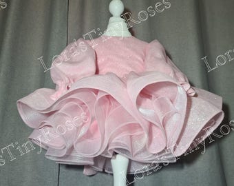 Baby Pink Dress, Baby Christmas dress, 1st Birthday Dress Pink, Sparkling Toddler Dress, Girl Pageant Gown, Pink Tulle Baby Dress Photoshoot