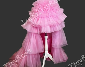 Robe de concours pour bébé avec traîne et volants, Robe d'anniversaire extra bouffante pour bébé, Robe de demoiselle d'honneur avec traîne, Tenue de bal rose bébé, Robe pour tout-petit