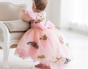 Robe style papillon Robe premier anniversaire Robe papillon bébé Robe princesse papillon Robe tutu pour tout-petits Robe papillons de demoiselle d'honneur