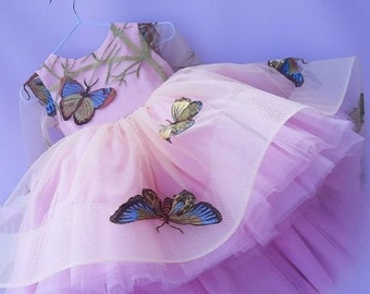 First Birthday baby dress Toddler butterfly dress Butterfly style baby dress Baby princess butterfly gown Flower girl dress with butterflies
