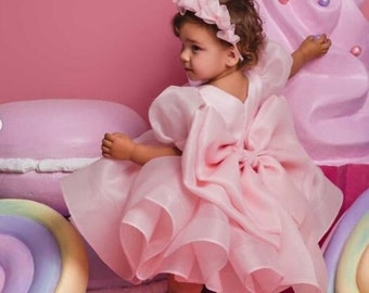 Baby Girl first Birthday dress 1st Birthday dress Toddler pink puffy dress Pink baby girl dress Girls birthday pink outfit Babyes ball gown
