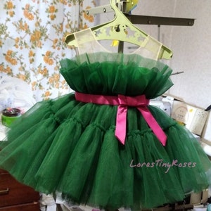 Christmas green baby dress, Puffy green or emerald dress, Baby 1st birthday green dress, Toddler ruffled short dress Flower Girl green dress
