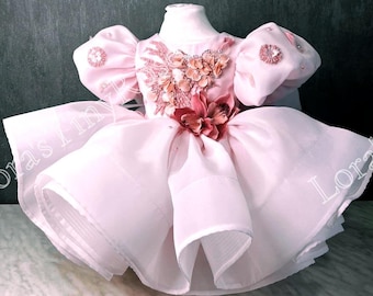 First Birthday Dress, Baby Orchids Dress , Flowers Girl Dress, Toddler Pink Dress, Photoshoot Baby, Cake Smash Dress, Spring Baby Dress,