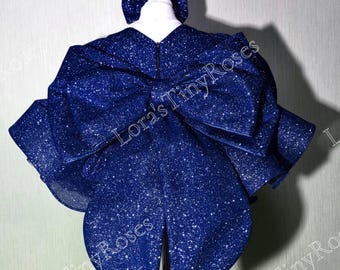 Kerstblauwe babyjurk, glinsterende tutu-jurk, babyfeestjurk, pofjurk voor peuters, galajurk voor meisjes, extra pofjurk voor een missverkiezing, fotoshoot