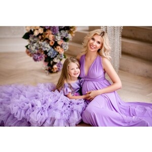 Maternity Long Lavender Dress Mother Daughter Matching Weddinп Dresses ...