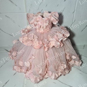 Quinceanera Doll Dress Beautiful Doll Сustom Dress Doll Fancy Dress with a 3D Lace with Flower Applications Handmade Quinceanera Lace Dress