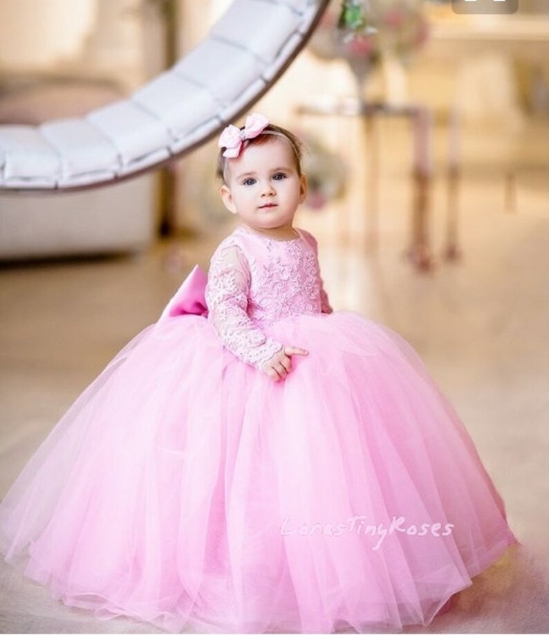 First Birthday Dress Baby Pink Lace Dress Toddler Little Etsy