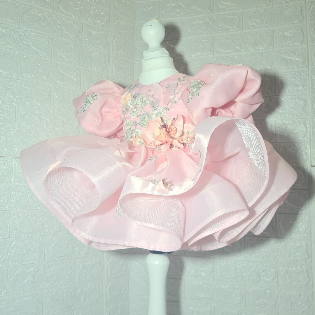 Orchids First Birthday Dress Embroidery Flowers Baby Dress Etsy