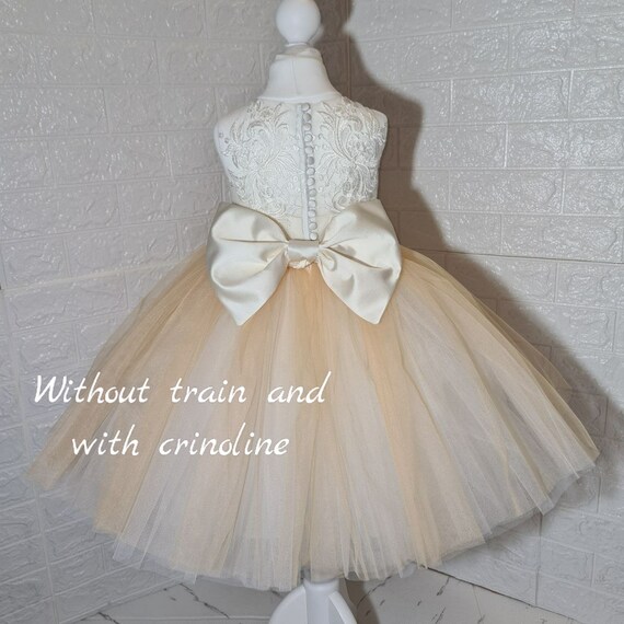 Beige flower girl dresses discount