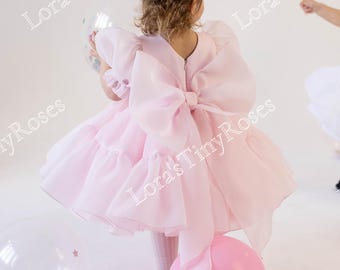 Pink birthday toddler dress, Flower Girl dress, light pink baby dress, 1st Birthday dress, Special Occasion dress, Pageant photoshoot dress