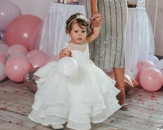 Baby girl dress 12 Months tutu dress 12 months baby's first birthday dress  bow | eBay