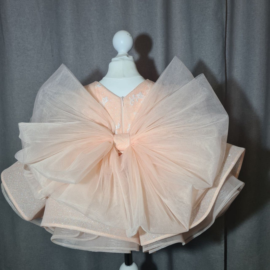 1st Birthday Sparkling Peach Dress Baby First Birthday Dress Etsy