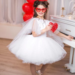 White Flower Girl Dress, Baby Pageant Outfit, Wings Sleeves Dress for Special Occasion, Baptism Baby Dress, Sale -50%, Girl wedding gown
