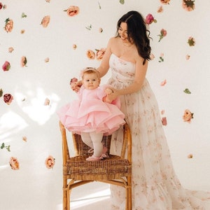 Erster Geburtstag rosa Kleid Kleinkind rosa bauschigen Kleid mit einem großen Bogen Mädchen bauschigen tüll Outfit Fotoshooting Baby Kleid Smash Kuchen Kleid Bild 6