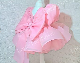 Rosa Blumenmädchen Kleid, 1. Geburtstag Rosa Kleid, Blumenmädchen Kleid, Rosa Tüll Babykleid, Baby-Fotoshooting Kleid