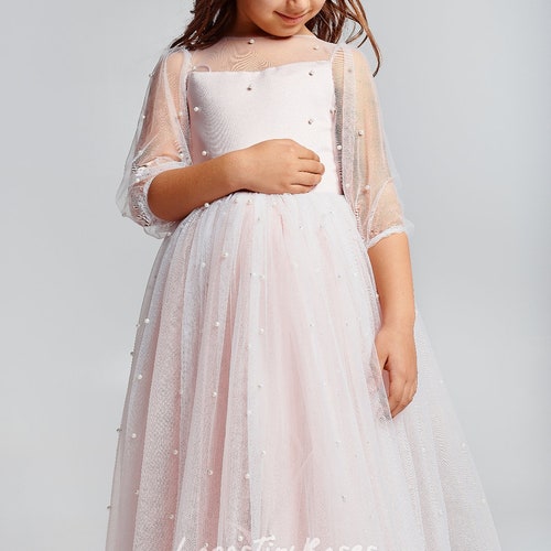 White Flower Girl dress Flower girl dress with pearls Junior bridesmaid dress Baby girl Wedding dress First communion dress shops Baptism dress