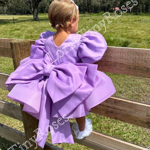 Lilac 1st birthday dress Toddler extra puffy dress Girl tutu big bow dress Toddler special occasion dress Flower girl dress Photoshoot baby