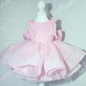 1st Birthday pink dress Sparkling first Birthday dress Flower girl pink dress Pearls birthday pink outfit Christmas baby Photoshoot dress