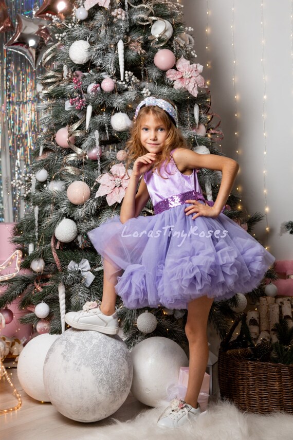 Delicate Birthday Baby Lilac Dress Puffy Baby Satin and Tulle - Etsy