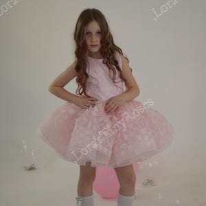 Girl birthday floral dress, Girl tutu dress with lace flowers, Flower Girl dress, Girl special occasion tutu tulle dress, Junior bridesmaid