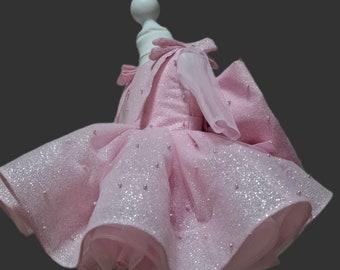 1st Birthday pink dress Sparkling first Birthday dress Flower girl pink dress Pearls birthday pink dress Babyes ball gown Photo shoot baby