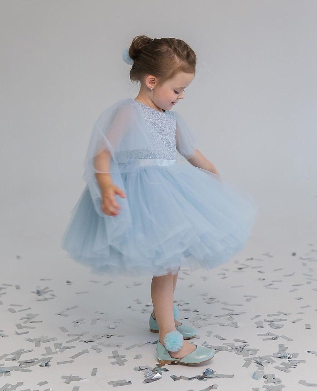 Blue Baby Birthday Dress Baby Short Puffy Tulle Dress With Wings Baby ...