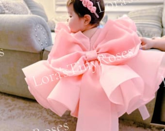 Baby Girl first Birthday dress 1st Birthday dress Toddler pink puffy dress Pink baby girl dress Girls birthday pink outfit Baby ball gown