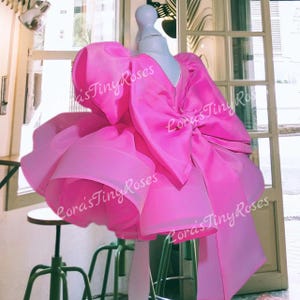 Hot pink baby dress, 1st Birthday dress, Toddler party dress, Girl pageant outfit, Prom gown, Extra puffy dress for Photoshoot Big bow dress