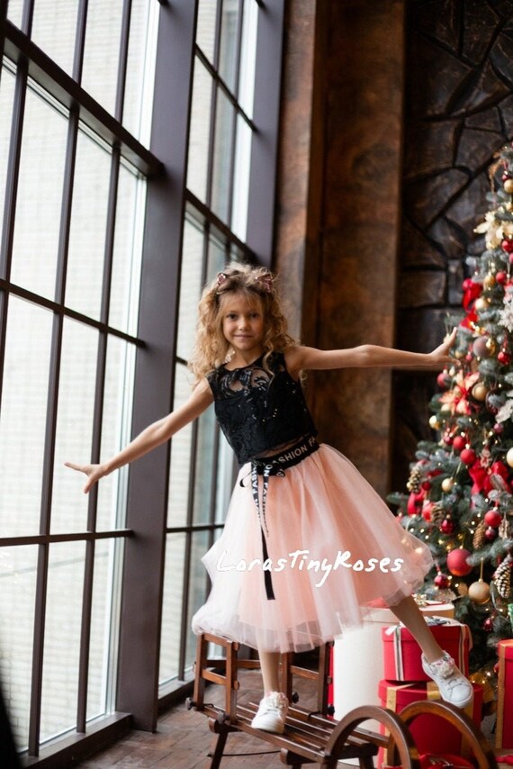 black promotion dresses Black tulle high low prom dress , black lace homecoming dress  dresstby