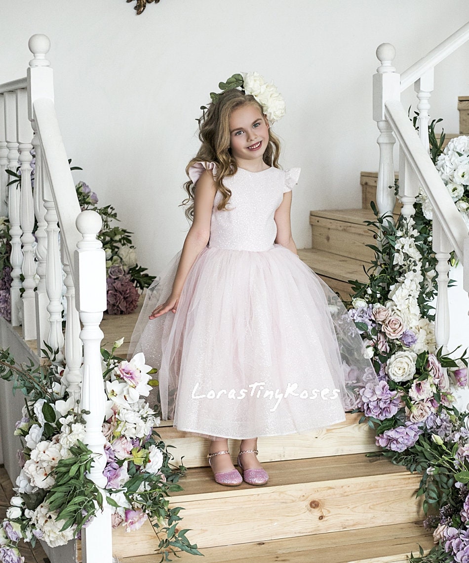 Vestido de niña de las flores para bebé, vestido de novia a juego para  hija, vestido rosa ruborizado brillante para niña, atuendo de cumpleaños  para niña, vestido de bebé brillante para sesión, image size:950x1139