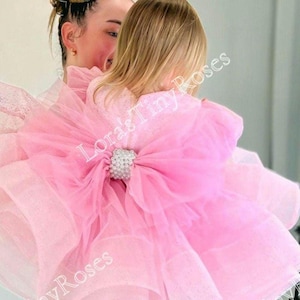 1 year birthday dress lt pink, Toddler Pink Dress, Special Occasion Glitter Dress, Flower Girl Dress, Extra Puffy Gown, Smash cake dress
