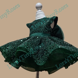 Christmas Green Baby Dress Photoshoot Green Baby Dress 1st Birthday Party Dress Sparkling Toddler Outfit Special Occasion Short Puffy Dress