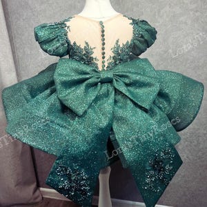 Christmas Baby Dress. Emerald Baby Gown, First Birthday Dress, Toddler Green Dress, Photoshoot Christmas Baby, Girl Sparkling Xmas Outfit