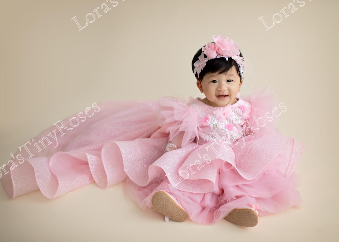 Antique  pink 1st Birthday Dress main image 0
