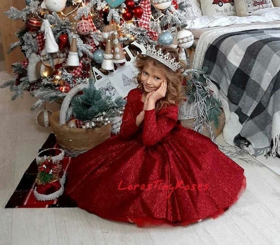 red christmas dress sparkly Red sparkling girl dress, Baby Christmas Red dress, Shiny girl tutu dress, Red little princess dress, Red ball costume, Super Sale -50%