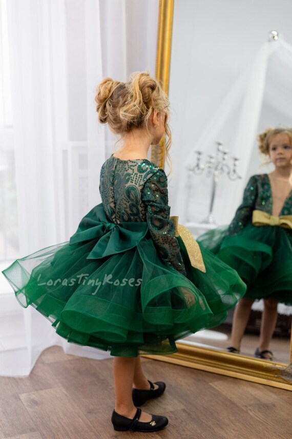 Christmas Dress, Party Dress for Toddler Green, Gift Dress for Baby, Emerald Green Christmas Dress, Sparkly Dress, Princess Tulle Dress
