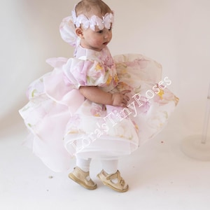 Baby Blumenkleid, Rosen Kleinkind Kleid für besondere Anlässe, Prinzessin Kleid mit Blumen, Blumenmädchen Kleid mit Rosen, Party Baby Fotoshooting