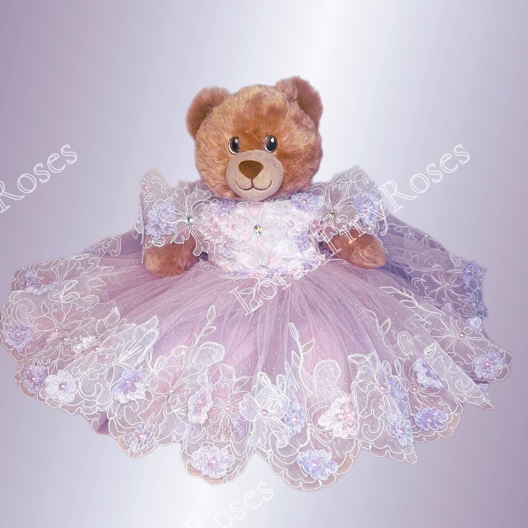 Birthday Bear Furry Dress - Grey Marle/Cherry