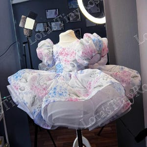 Blumengeburtstag Babykleid mit Schmetterling Flügel Schleife, Fee Babykleid, extra bauschiges Kleinkind Kleid, Blumenmädchen Kleid, Kleid für besondere Anlässe