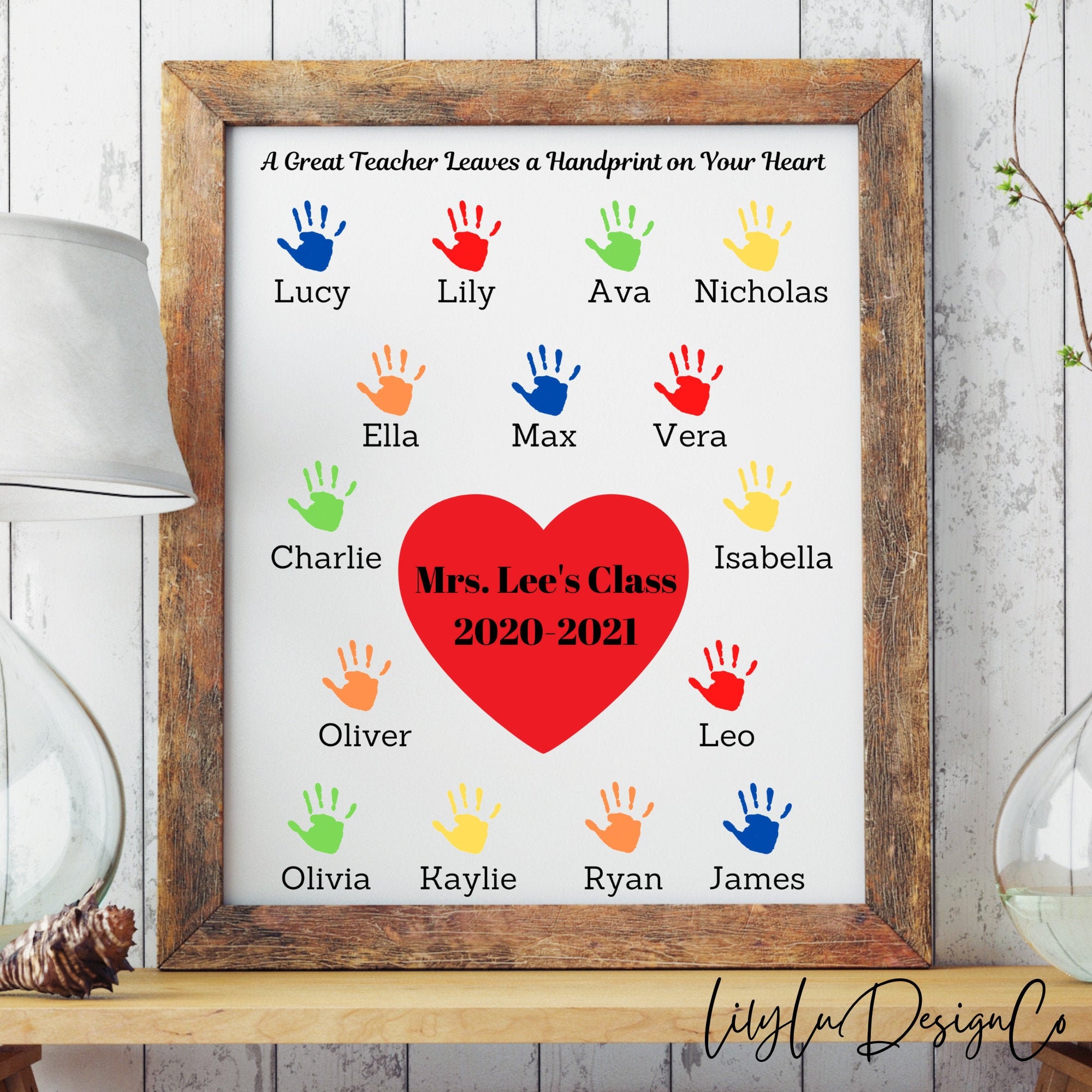Personalized Teacher Print Teacher Handprint Art Teacher | Etsy